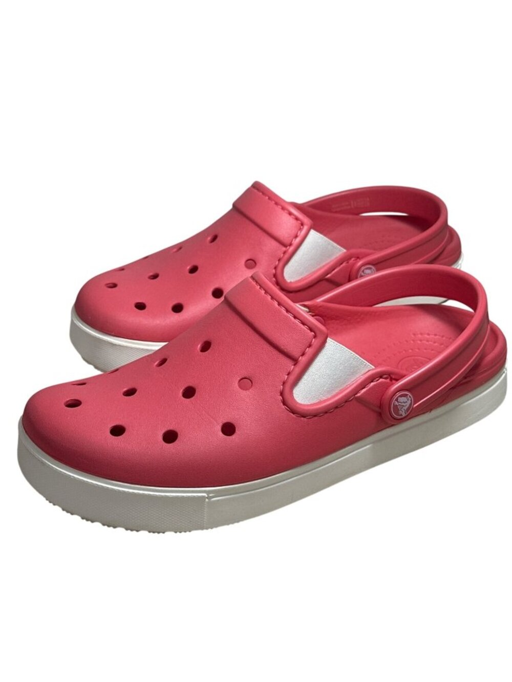 Crocs CitiLane Mary Jane Clogs Women’s Size 6 Coral/Red White Comfort Casual - Picture 2 of 7